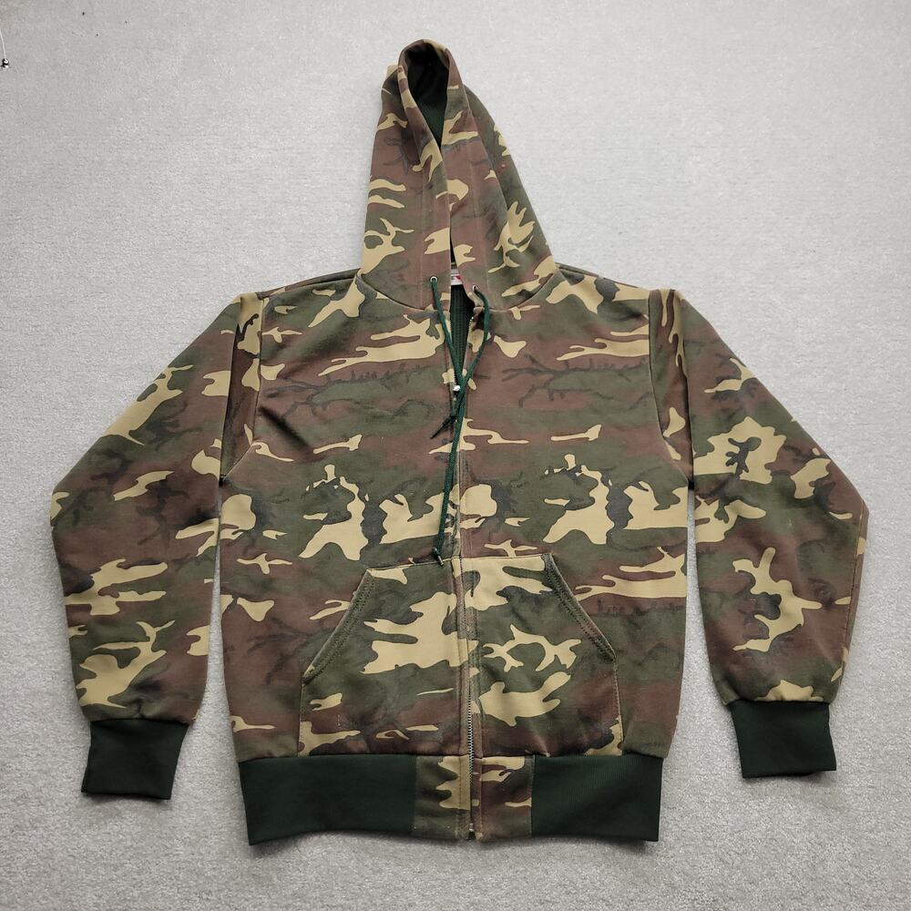Vintage Bassett Walker Camo Thermal Lined Zip Hoodie USA Medium